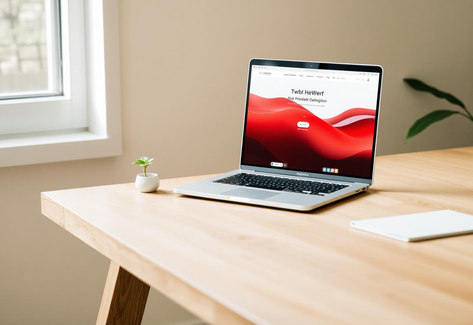 Arbeitsplatz eines Schweizer Webdesigners mit Laptop